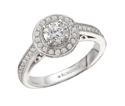 BAGUE EN OR 14K BLANC SERTIE DpiUN DIAMANT CANADIEN ET DE DIAMANTS