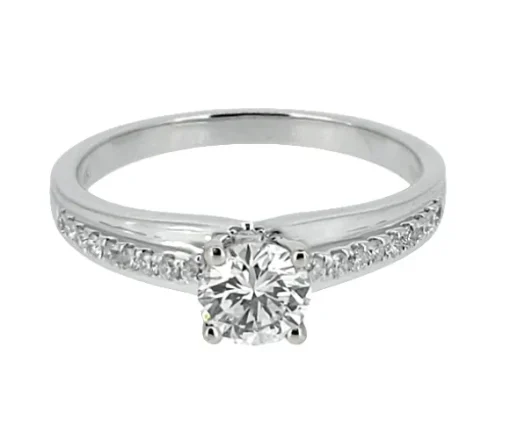 BAGUE EN OR 14K BLANC SERTIE DE DIAMANTS