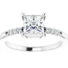 BAGUE EN OR 14K BLANC SERTIE DpiUN DIAMANT DE LABORATOIRE PRINCESSE ET DE DIAMANTS DE LABORATOIRES