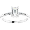 BAGUE EN OR 14K BLANC SERTIE DpiUN DIAMANT LABORATOIRE ÉMERAUDE ET DE DIAMANTS DE LABORATOIRES