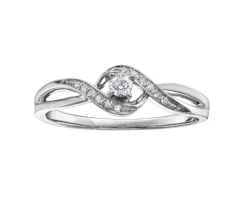 BAGUE EN OR 10K BLANC SERTIE DpiUN DIAMANT CANADIEN ET DE DIAMANTS