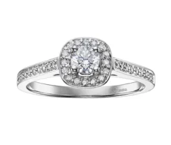 BAGUE EN OR 10K BLANC SERTIE DpiUN DIAMANT CANADIEN ET DE DIAMANTS