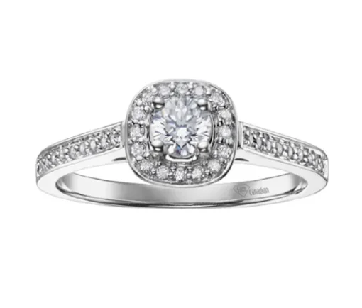 BAGUE EN OR 10K BLANC SERTIE DpiUN DIAMANT CANADIEN ET DE DIAMANTS