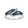 BAGUE EN OR 10K BLANC SERTIE DE DIAMANTS BLEUS ET BLANCS