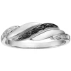 BAGUE EN OR 10K BLANC SERTIE DE DIAMANTS BLANC ET NOIRS