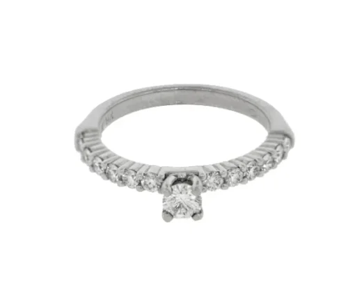 BAGUE EN OR 14K BLANC SERTIE DE DIAMANTS
