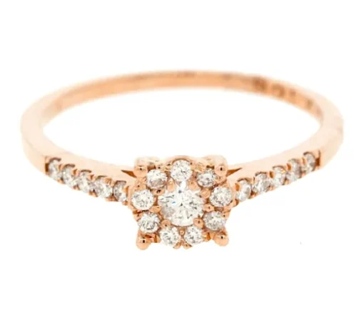 BAGUE EN OR 14K ROSE SERTIE DE DIAMANTS