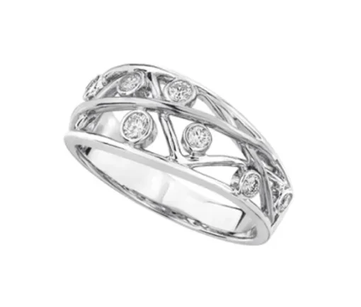 BAGUE EN OR 10K SERTIE DE DIAMANTS