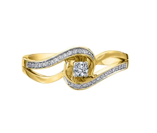 BAGUE EN OR 10K SERTIE DE DIAMANTS