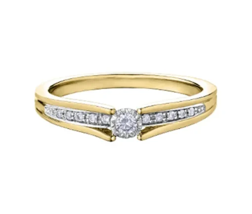 BAGUE EN OR 10K SERTIE DE DIAMANTS