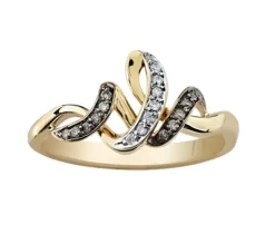 BAGUE EN OR 10K SERTIE DE DIAMANTS BLANCS ET BRUNS
