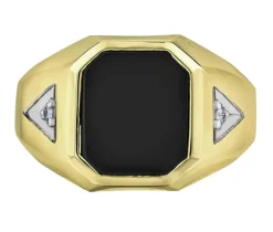 BAGUE EN OR 10K SERTIE DpiU ONYX ET DE DIAMANTS