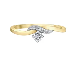 BAGUE EN OR 10K SERTIE DpiUN DIAMANT CANADIEN ET DE DIAMANTS