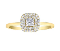 BAGUE EN OR 10K SERTIE DpiUN DIAMANT CANADIEN PRINCESSE ET DE DIAMANTS