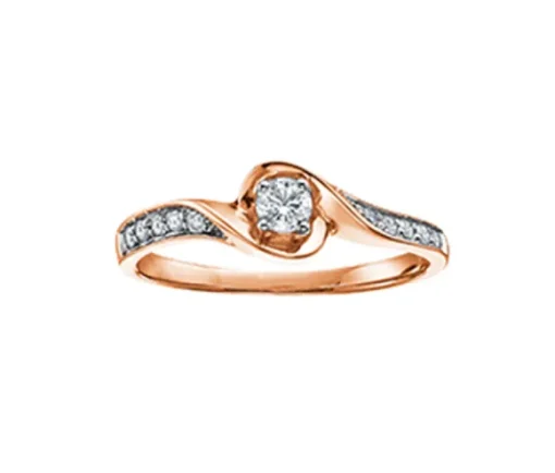 BAGUE EN OR 10K SERTIE DpiUN DIAMANT CANADIEN ET DE DIAMANTS