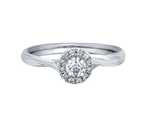 BAGUE EN OR 10K SERTIE DpiUN DIAMANT CANADIEN ET DE DIAMANTS