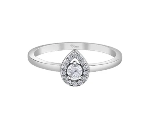 BAGUE EN OR 14K SERTIE DpiUN DIAMANT CANADIEN ET DE DIAMANTS