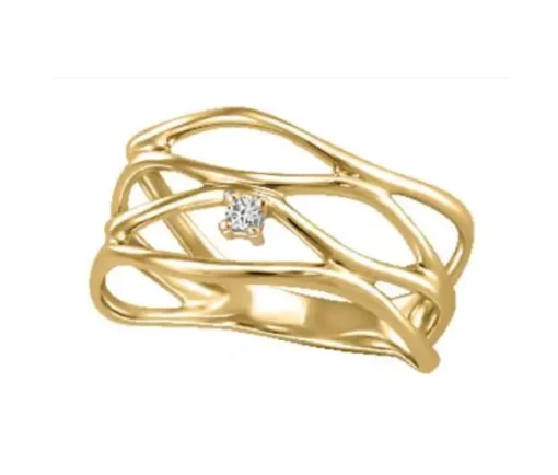 BAGUE EN OR 10K SERTIE DpiUN DIAMANT CANADIEN