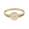 BAGUE EN OR 14K SERTIE DpiUNE PERLE DpiEAU DOUCE ET DE DIAMANTS