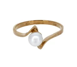 BAGUE EN OR 10K SERTIE DpiUNE PERLE DpiEAU DOUCE