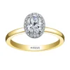 BAGUE EN OR 18K/PALLADIUM SERTIE DpiUN DIAMANT CANADIEN OVAL ET DE DIAMANTS