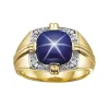 BAGUE EN OR SERTIE DpiUN SAPHIR ÉTOILÉ ET DE DIAMANTS