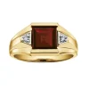 BAGUE EN OR SERTIE DpiUN GRENAT ET DE DIAMANTS