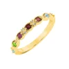 BAGUE FAMILIALE EN OR 10K JAUNE SERTIE DE PIERRES VÉRITABLES