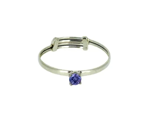 BAGUE POUR ENFANT EN OR SERTIE DpiUN PIERRE DE NAISSANCE SYNTHÉTIQUE VARIÉE