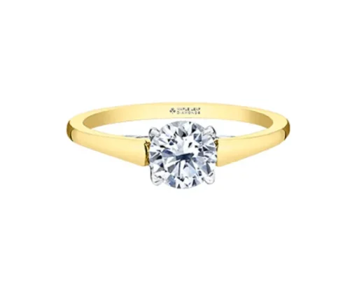 BAGUE STYLE SOLITAIRE EN OR SERTIE DpiUN DIAMANT CANADIEN ET DE DIAMANTS
