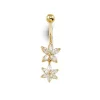 BARBELLE DE NOMBRIL FLEURS EN OR 14K SERTIE DE CUBIQUES ZIRCONIAS
