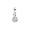 BARBELLE EN OR 14K BLANC SERTIE DE CUBIQUES ZIRCONIAS