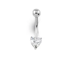BOUCLE 14K BARBELLE NOMBRIL CZ COEUR
