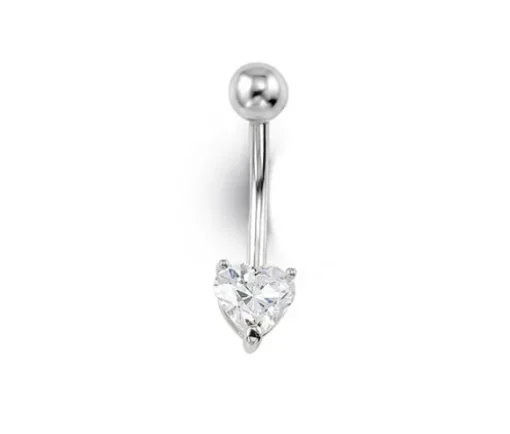 BOUCLE 14K BARBELLE NOMBRIL CZ COEUR