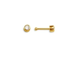 BOUCLE NEZ 14K BEZEL TIGE DROITE CZ