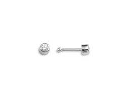BOUCLE NEZ 14K BL BEZEL TIGE DROITE CZ