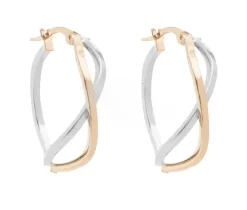 BOUCLES ANNEAUX CROISÉES EN OR 2 TONS