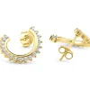 boucles anneaux croissant en argent/or serties de cubiques zirconias