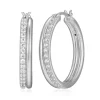 BOUCLES ANNEAUX ELLE EN ARGENT RHODIÉ SERTIES DE CUBIQUES ZIRCONIAS