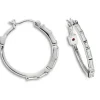 BOUCLES ANNEAUX EN ARGENT RHODIÉ SERTIES DE CUBIQUES ZIRCONIAS