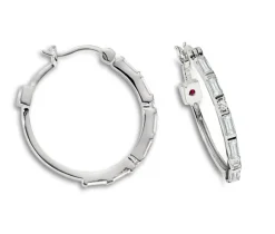 BOUCLES ANNEAUX EN ARGENT RHODIÉ SERTIES DE CUBIQUES ZIRCONIAS