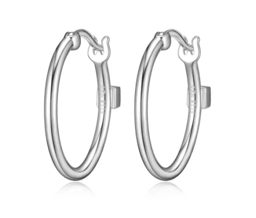 BOUCLES ANNEAUX EN ARGENT RHODIÉ UNIES