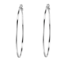 BOUCLES ANNEAUX EN ARGENT RHODIÉ UNI