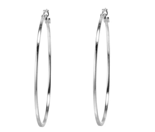 BOUCLES ANNEAUX EN ARGENT RHODIÉ UNI