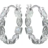 BOUCLES ANNEAUX EN ARGENT RHODIÉ SERTIES DE CUBIQUES ZIRCONIAS