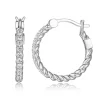 BOUCLES ANNEAUX EN ARGENT RHODIÉ SERTIES DE CUBIQUES ZIRCONIAS