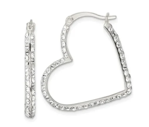 BOUCLES ANNEAUX EN COEUR SERTIES DE CUBIQUES ZIRCONIAS