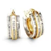 BOUCLES ANNEAUX EN OR 2 TONS SERTIES DE CUBIQUES ZIRCONIAS