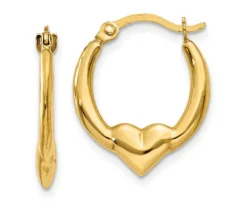 BOUCLES ANNEAUX EN OR JAUNE AVEC COEUR