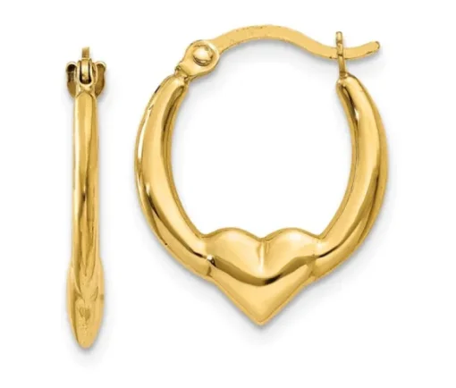 BOUCLES ANNEAUX EN OR JAUNE AVEC COEUR